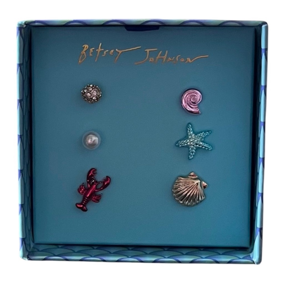 Betsey Johnson Multicolor Sea Life Earrings Set Stud